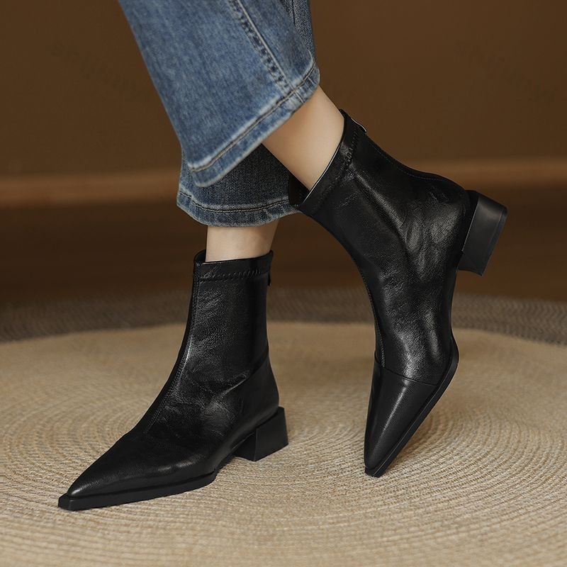 Women'S Fashion Korea - Women Pointed Short Boots 2025 Autumn