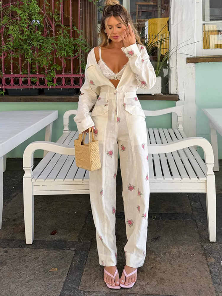 Women'S Fashion Overalls - 2026 Autumn Elegant Print Women's Jumpsuits