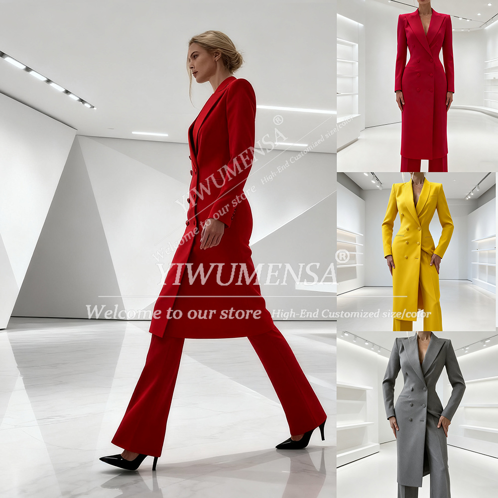 Women Fashion Jackets - Elegant Solid Women's Suits 2 Piece