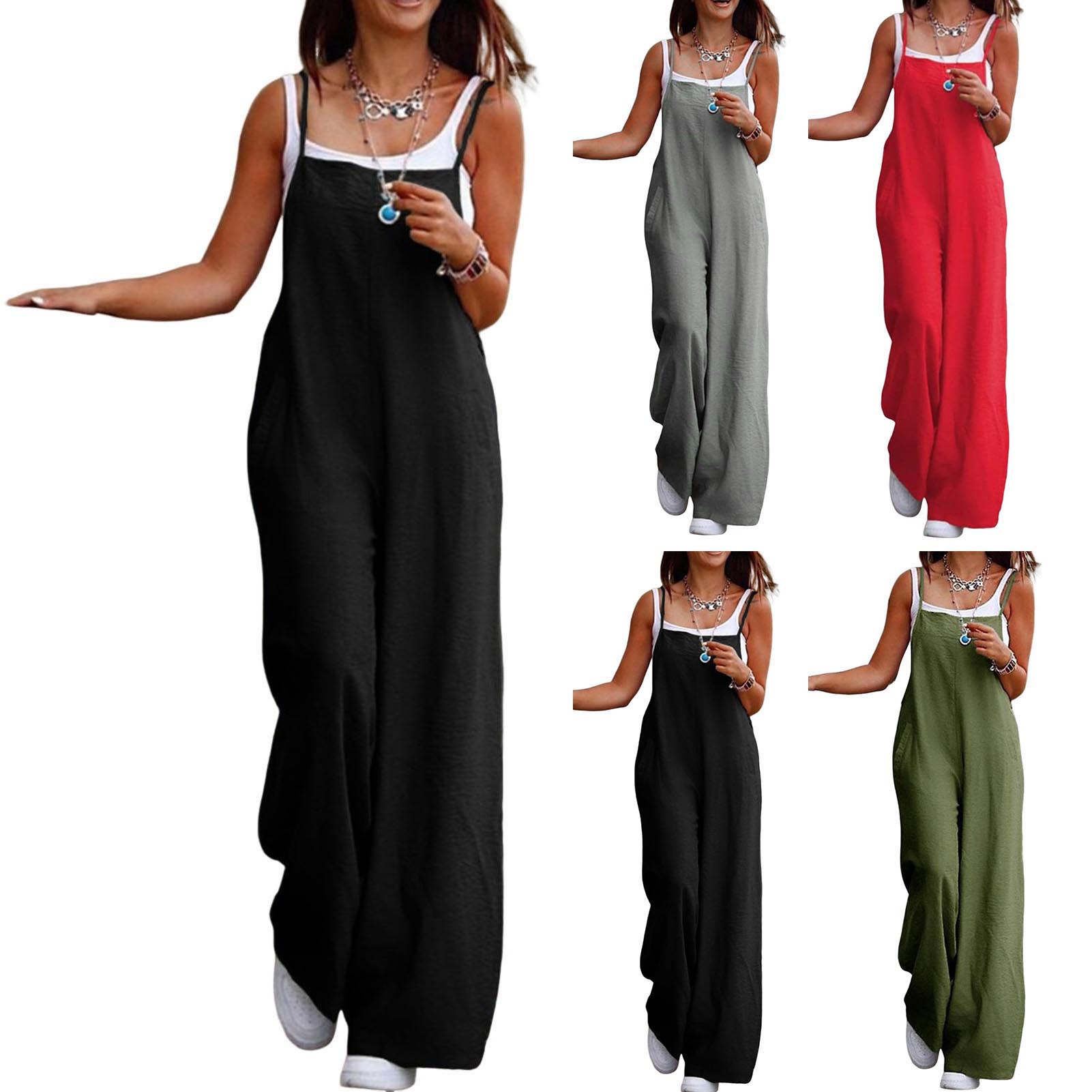 Women'S Fashion Overalls - Casual Loose Jumpsuit Women Spaghetti Long