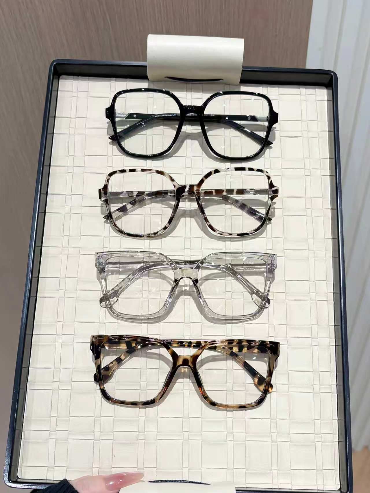 Women'S Fashion Reading Glasses - 4Pcs Thick Geometric Full Frame Clear