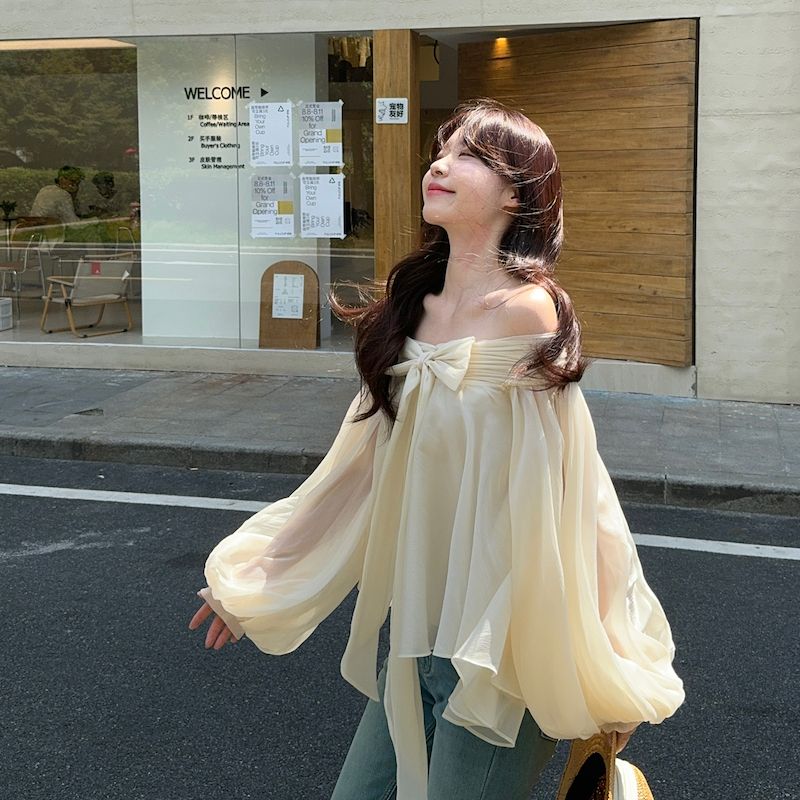 French Style Off Shoulder Puff - Off Shoulder Top ulasan dan harga