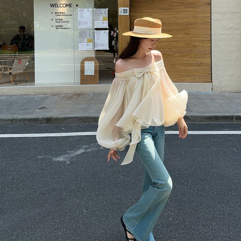 French Style Off Shoulder Puff - Off Shoulder Top ulasan dan harga