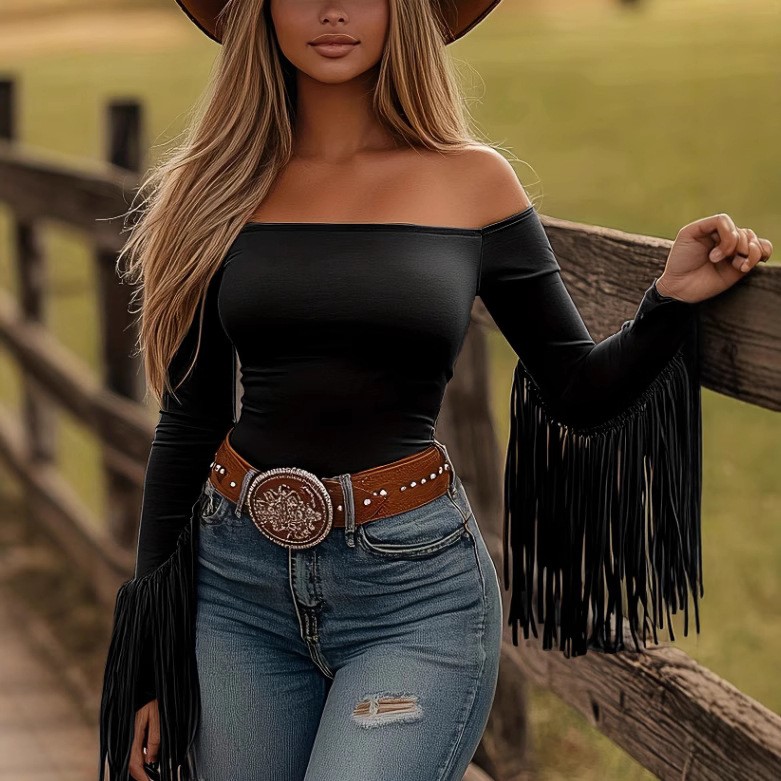 Women Clothes Longsleeve Blous - Off Shoulder Top ulasan dan harga
