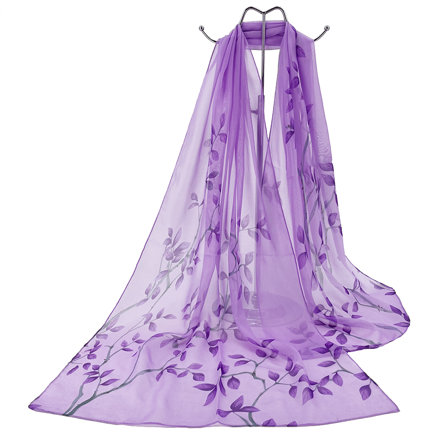 Leaf Print Silk-like Chiffon S - Printed Wrap Skirt ulasan dan harga