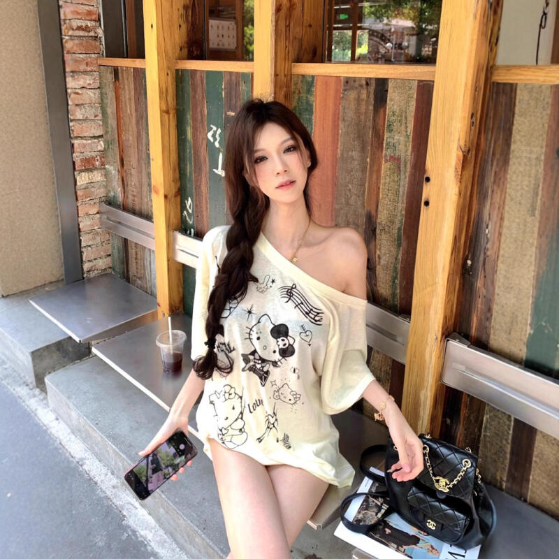 Sun Protection Blouse Hello Ki - Off Shoulder Top ulasan dan harga