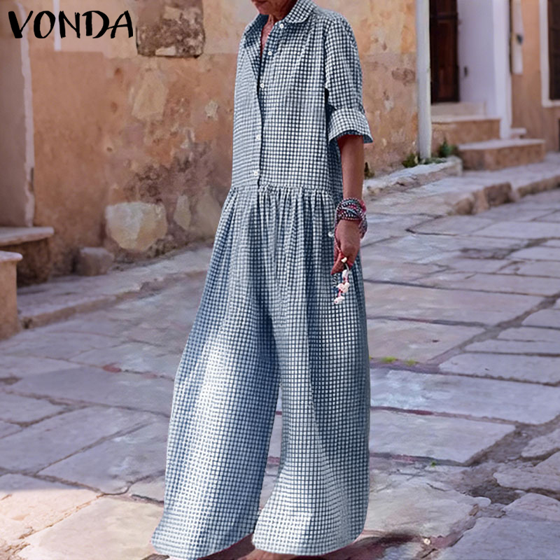 Plus Size 5XL VONDA Vintage Ju - Women'S Fashion Overalls ulasan dan harga