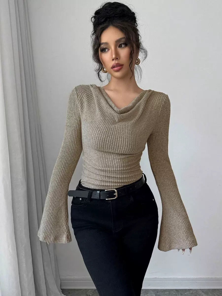Women Blouse Off Shoulder Cowl - Off Shoulder Top ulasan dan harga
