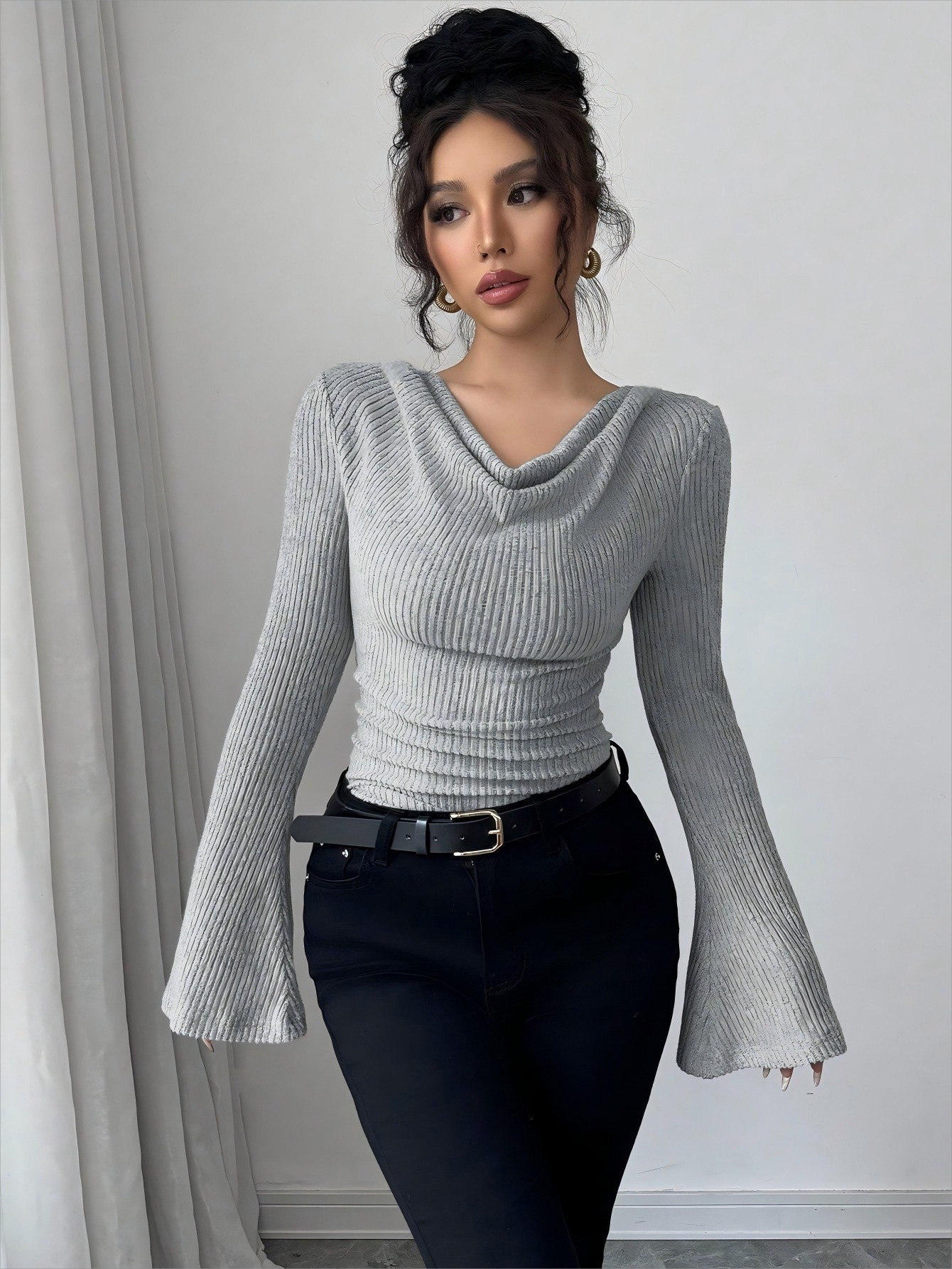 Women Blouse Off Shoulder Cowl - Off Shoulder Top ulasan dan harga
