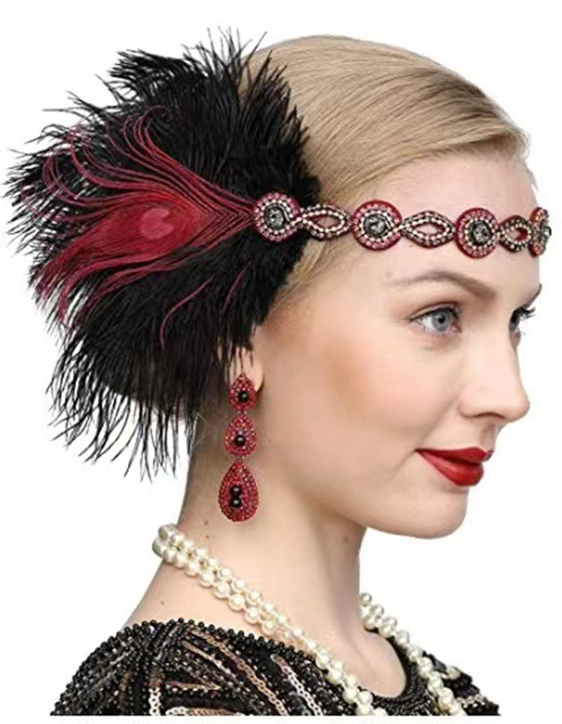 Peacock Feather Elastic Hair B - Women'S Fashion In The 1920S ulasan dan harga
