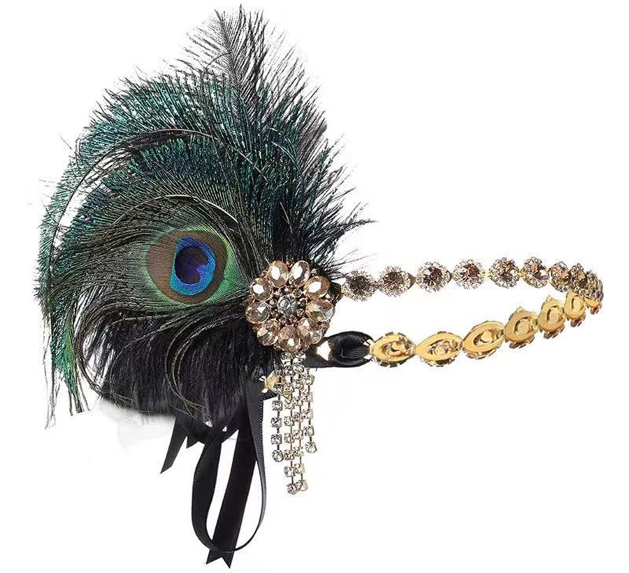 Peacock Feather Elastic Hair B - Women'S Fashion In The 1920S ulasan dan harga