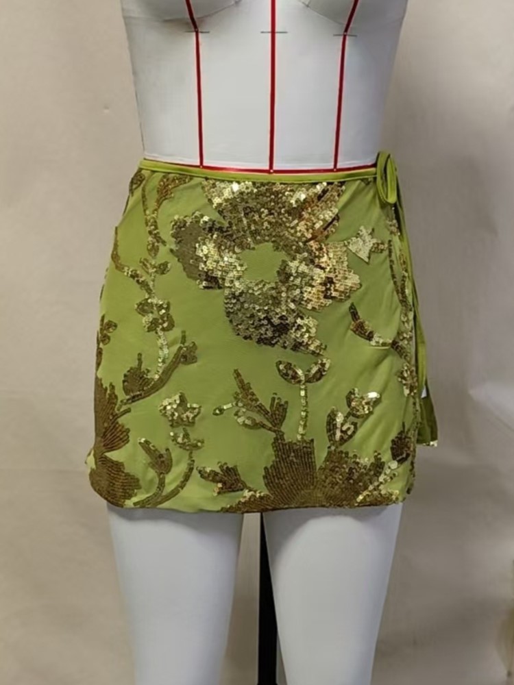 Womens Sequins Dance Beach Ski - Printed Wrap Skirt ulasan dan harga