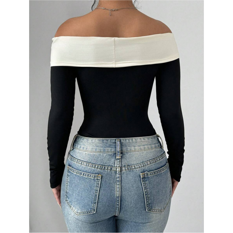Bowknot Decor Off Shoulder Bod - Women Fashion Style ulasan dan harga
