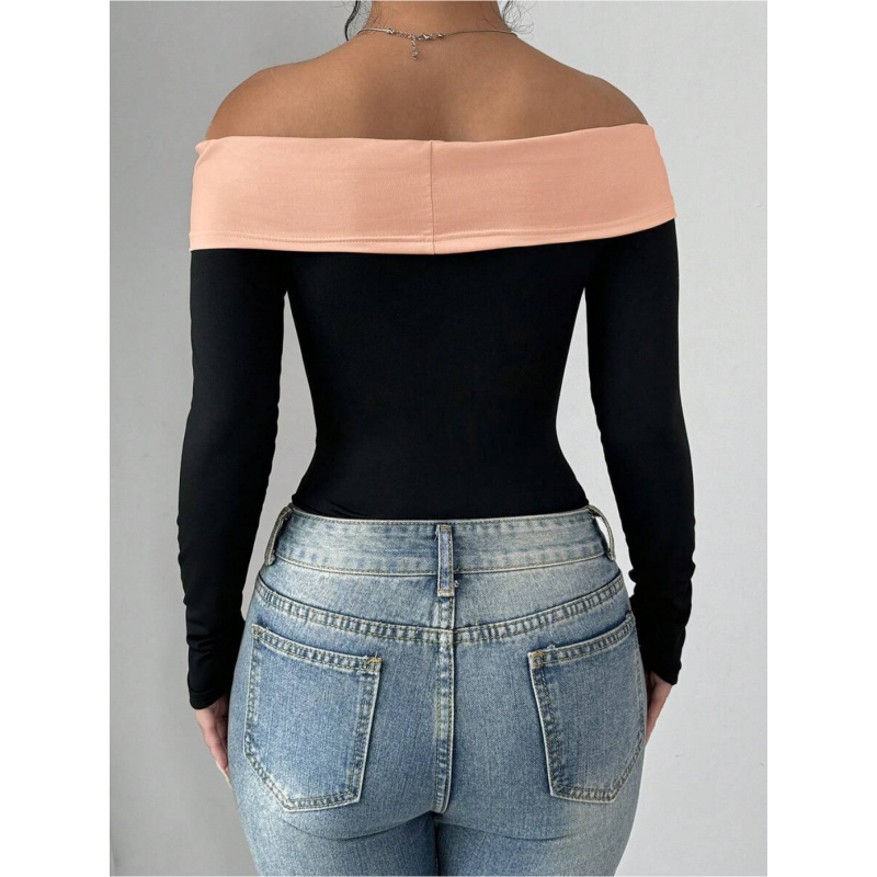 Bowknot Decor Off Shoulder Bod - Women Fashion Style ulasan dan harga